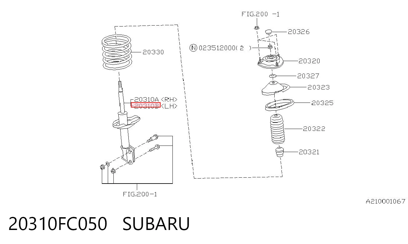 Amortiguador delantero izquierdo para Subaru Legacy BD, BG