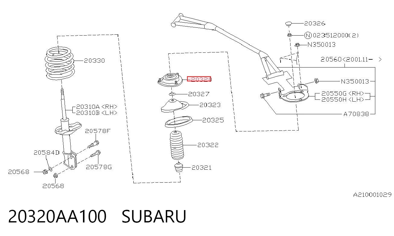 20320AA100 Subaru Soporte del amortiguador delantero