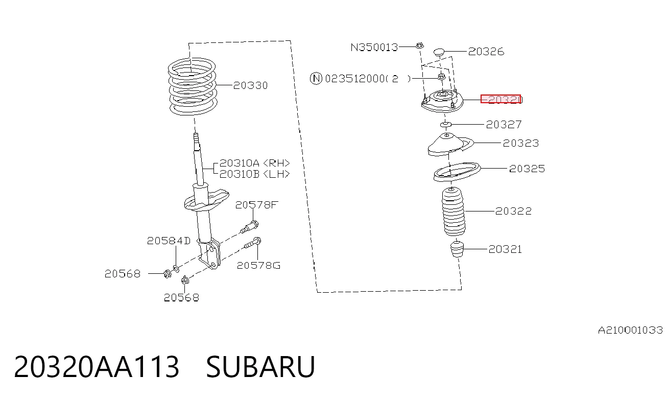 20320AA113 Subaru Soporte del amortiguador delantero