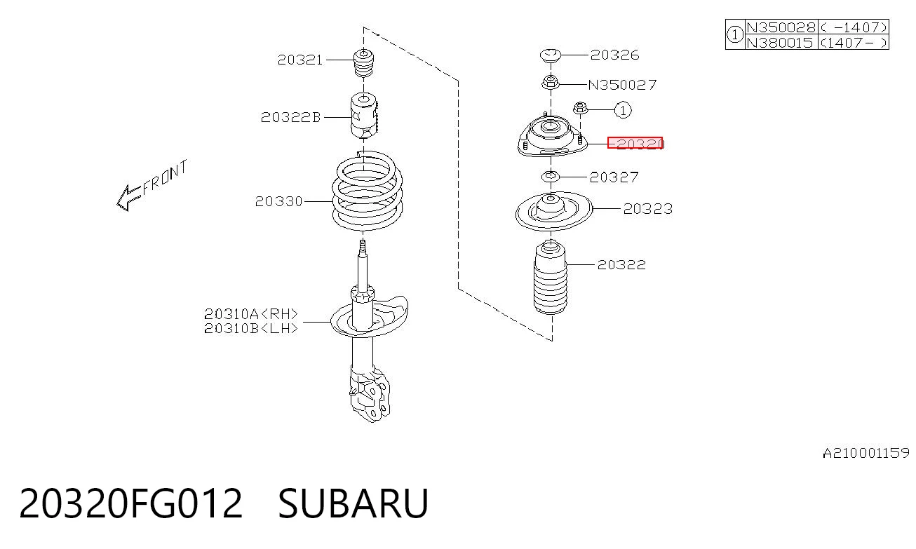20320FG012 Subaru Soporte del amortiguador delantero