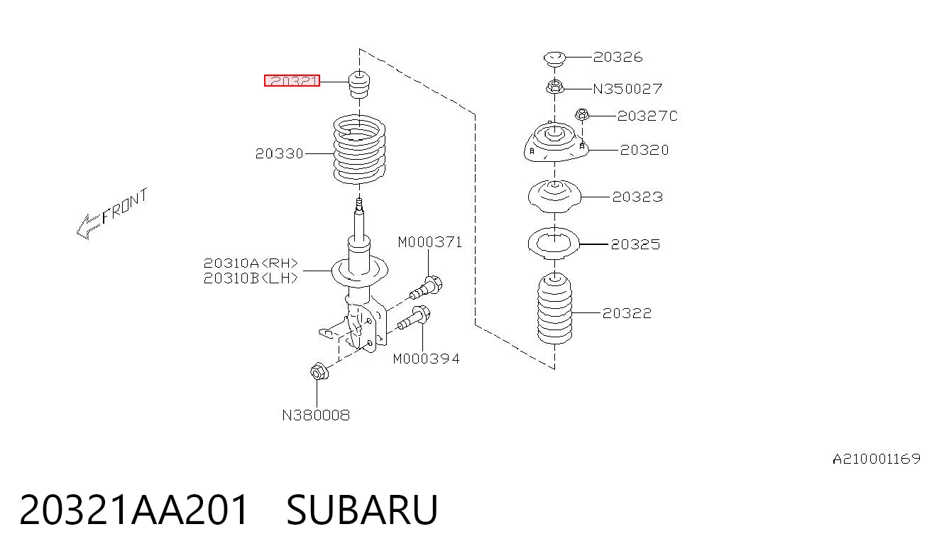 20321AA201 Subaru Tope de amortiguador delantero