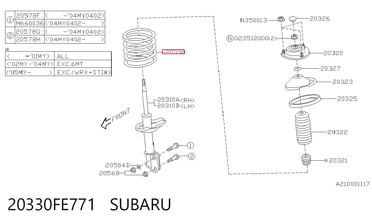 Muelle delantero Subaru Impreza II (1999-2009)