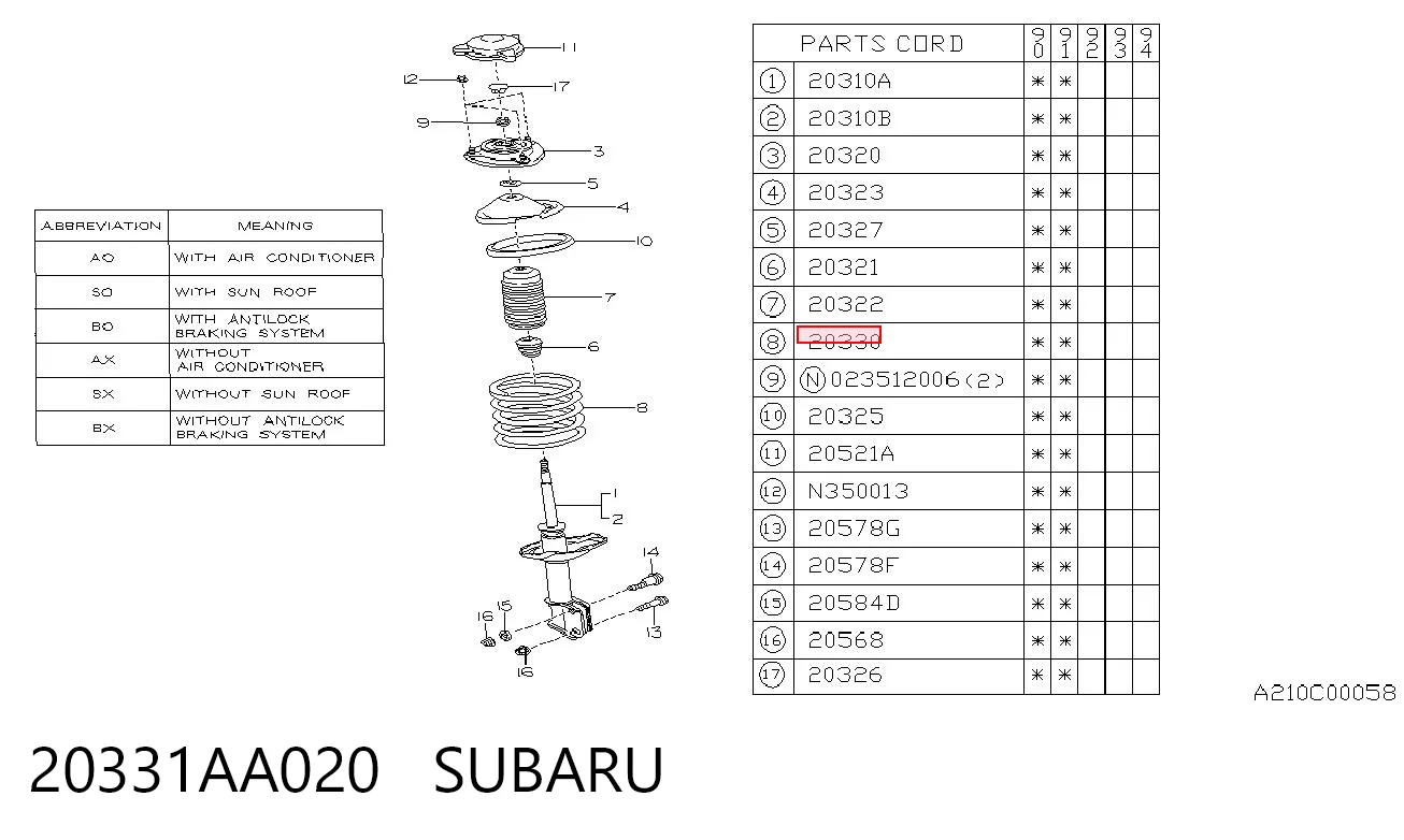 Comprar Muelle delantero Subaru Legacy I BC a bajo precio