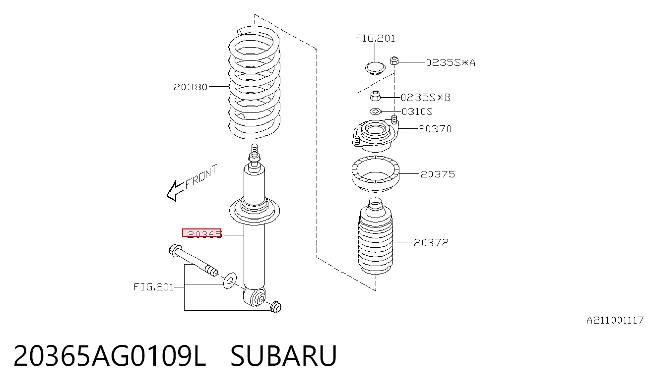 Amortiguador trasero para Subaru Outback B13, BP