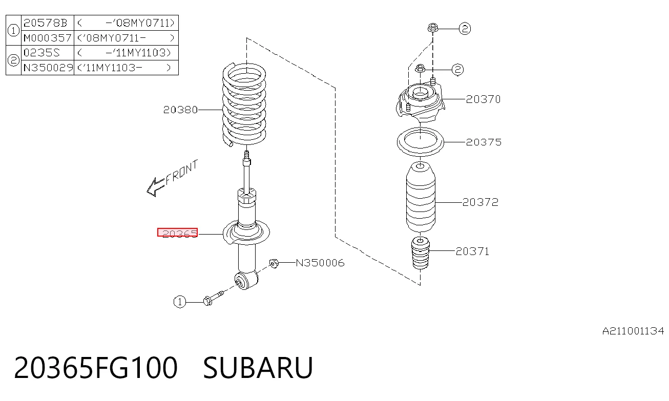20365FG100 Subaru Amortiguadores posteriores