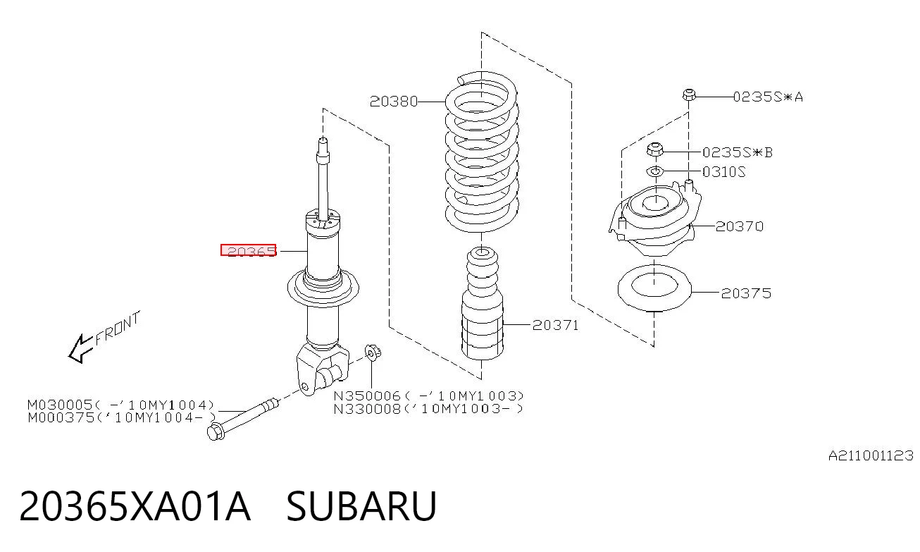 20365XA01A Subaru Amortiguadores posteriores