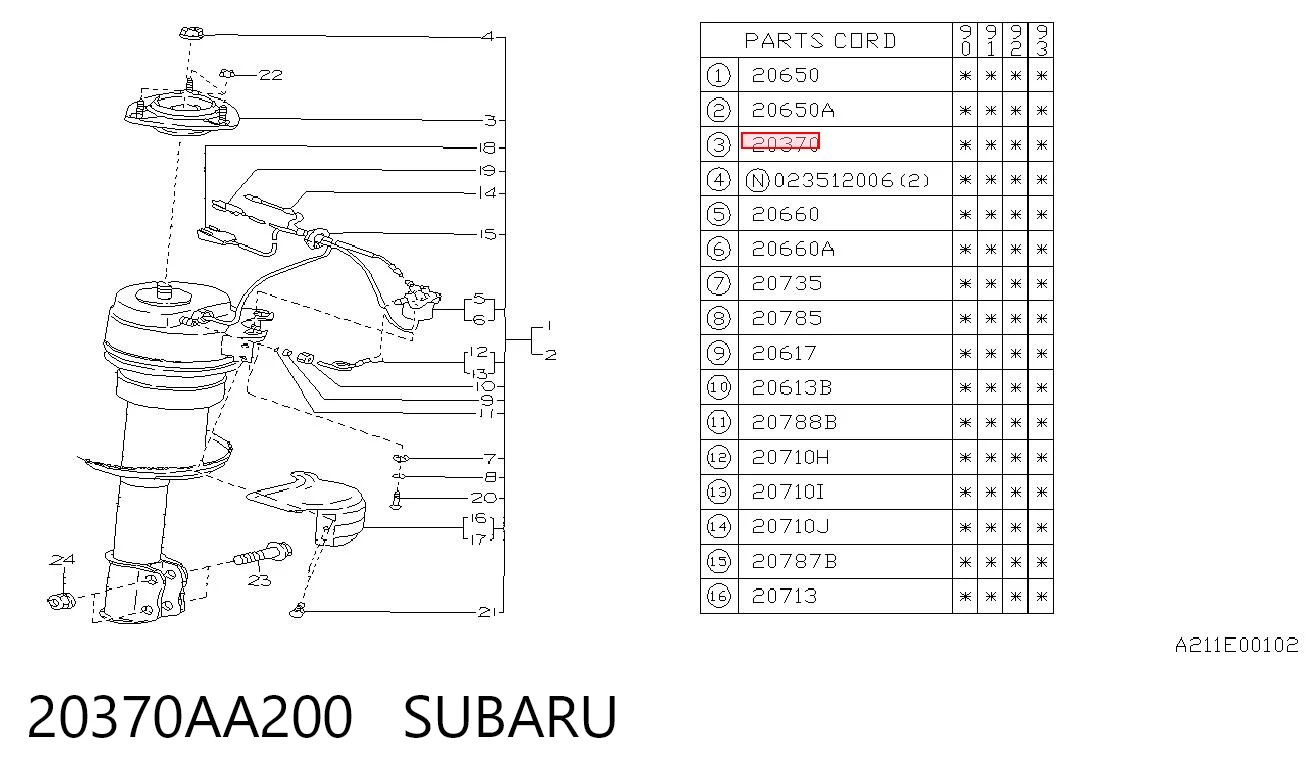 20370AA200 Subaru Soporte amortiguador trasero