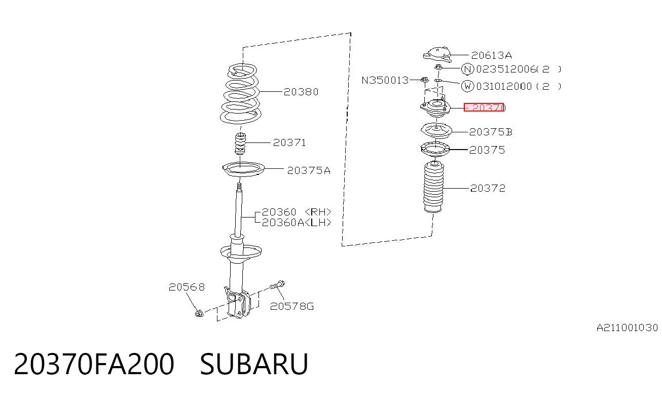 20370FA200 Subaru Soporte amortiguador trasero