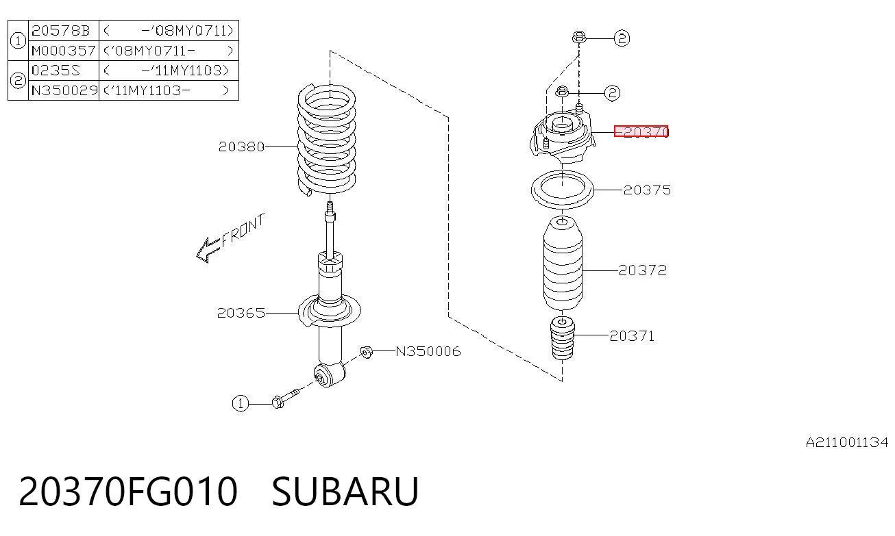 Soporte amortiguador trasero para Subaru Outback IV B14, BR
