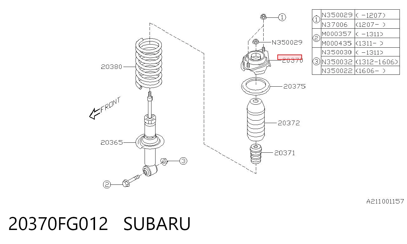 20370FG012 Subaru Soporte amortiguador trasero
