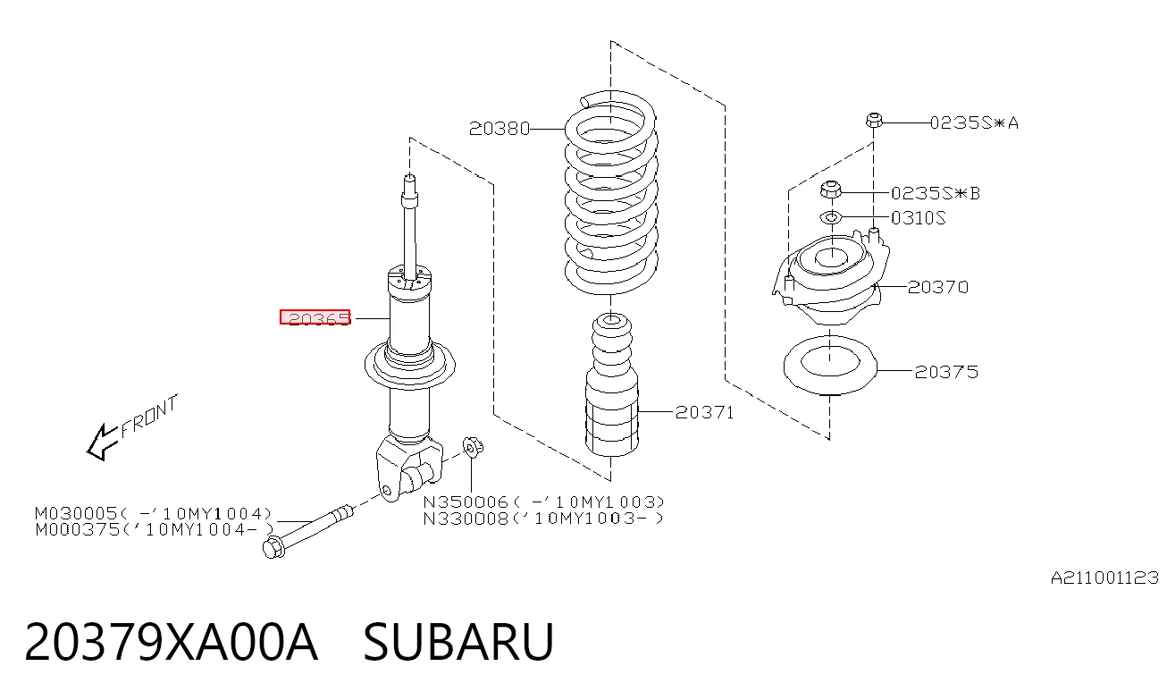 20379XA00A Subaru Amortiguadores posteriores