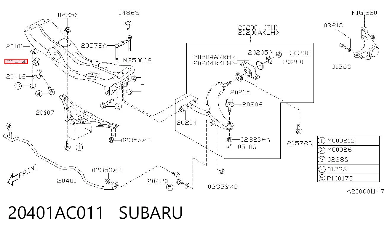 20401AC011 Subaru Buje de barra estabilizadora delantera