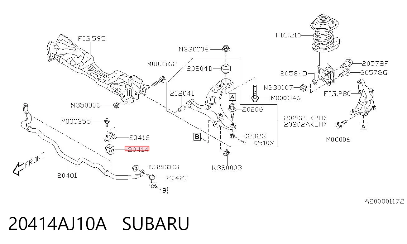 20414AJ10A Subaru Buje de barra estabilizadora delantera