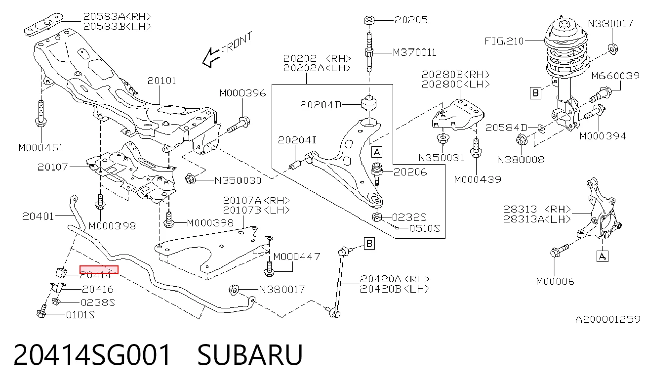 20414SG001 Subaru Buje de barra estabilizadora delantera