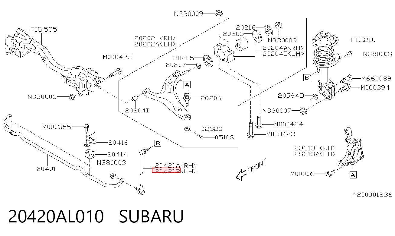 20420AL010 Subaru Bieleta estabilizadora delantera izquierda