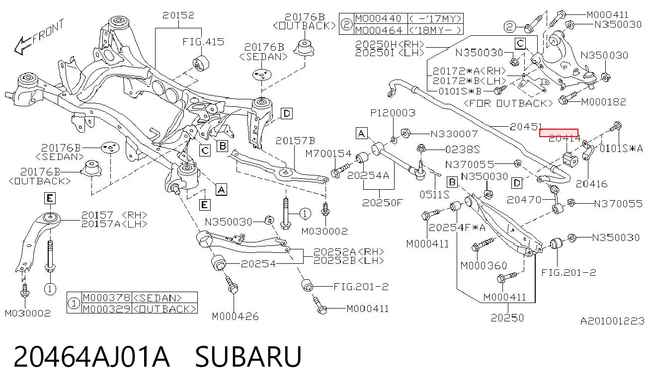 20464AJ01A Subaru Buje de barra estabilizadora trasera