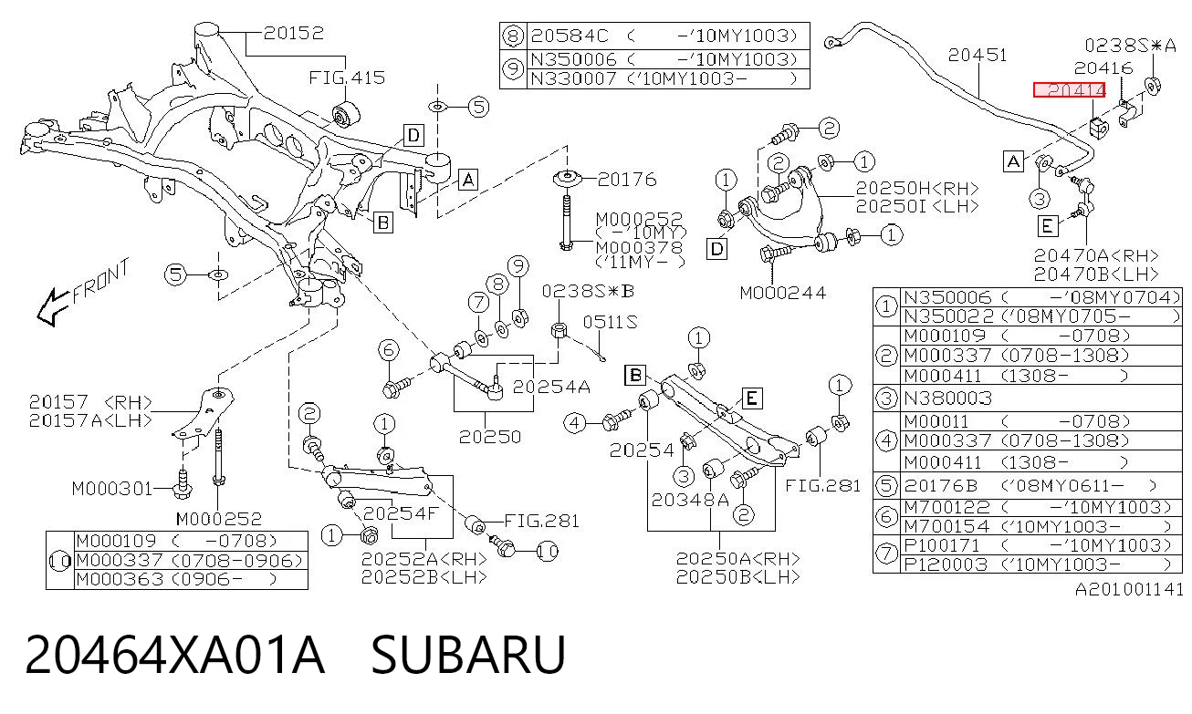 20464XA01A Subaru Buje de barra estabilizadora trasera