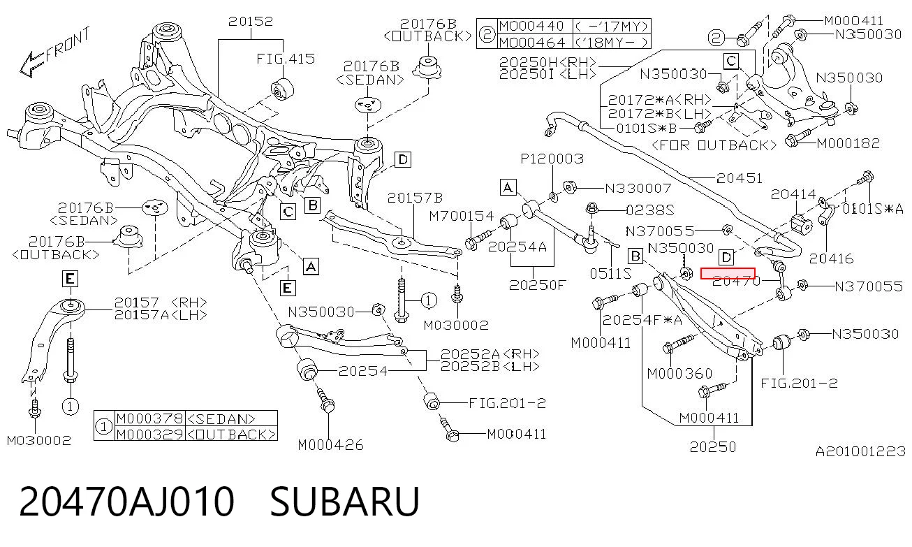 20470AJ010 Subaru Silentblock de la barra estabilizadora