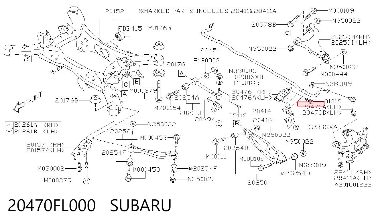20470FL000 Subaru Bieleta estabilizadora trasera derecha