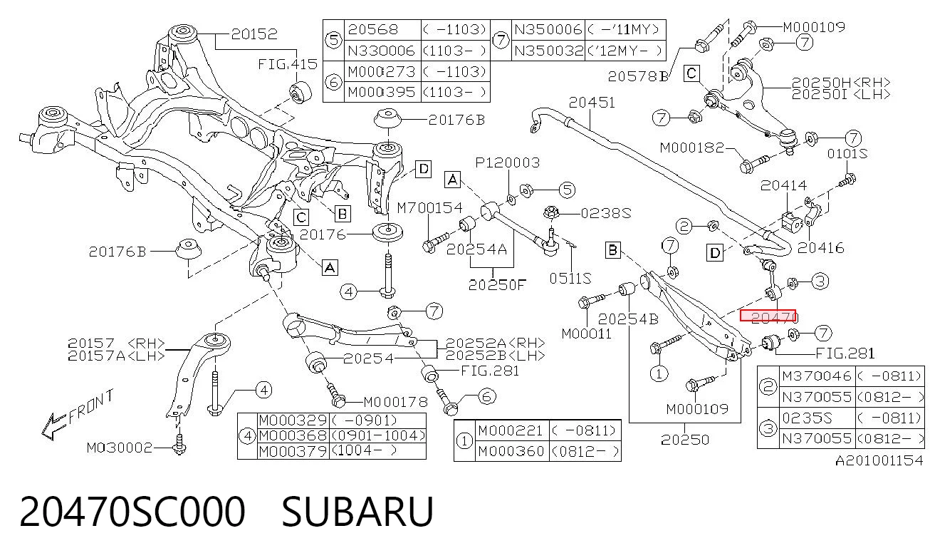 20470SC000 Subaru Silentblock de la barra estabilizadora
