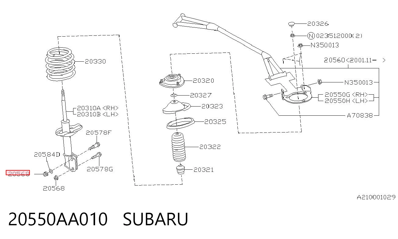 20550AA010 Subaru Tuerca del brazo trasero de caída
