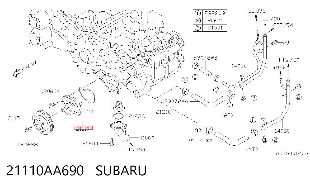 21110AA690 Subaru Bomba refrigerante coche