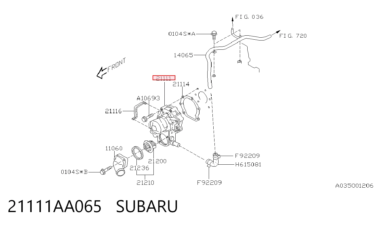 21111AA065 Subaru Bomba refrigerante coche