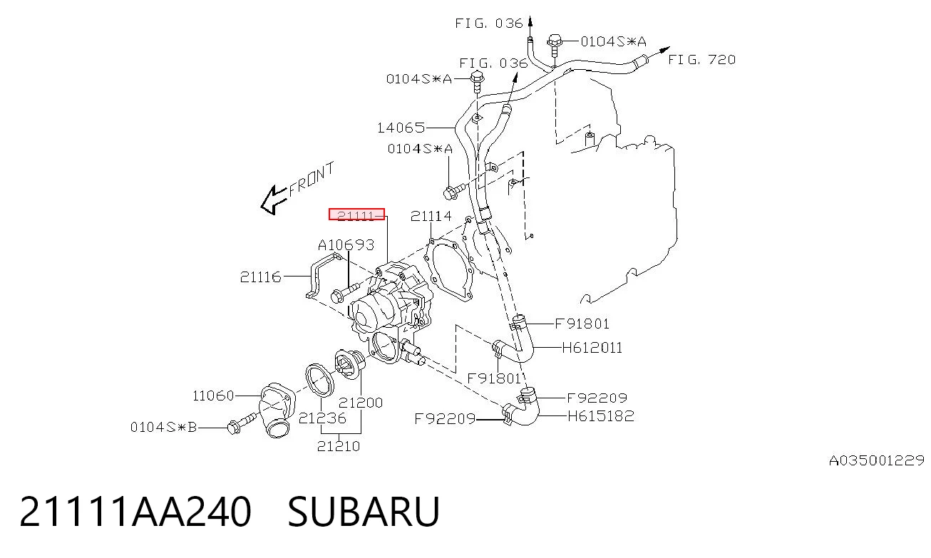 21111AA240 Subaru Bomba refrigerante coche