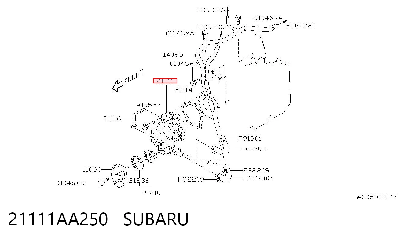 21111AA250 Subaru Bomba refrigerante coche