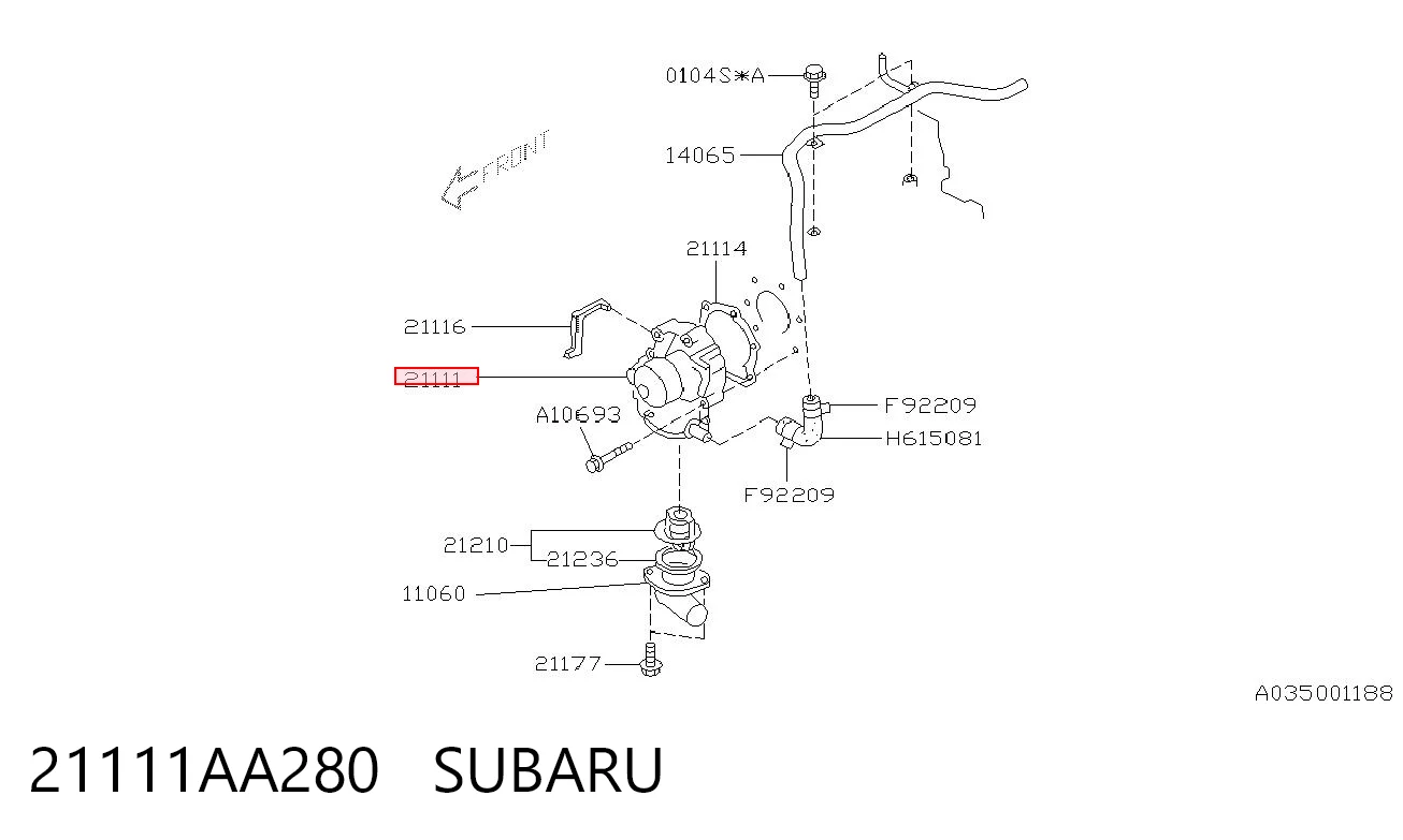 21111AA280 Subaru Bomba refrigerante coche