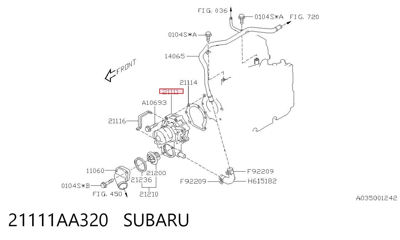 21111AA320 Subaru Bomba refrigerante coche