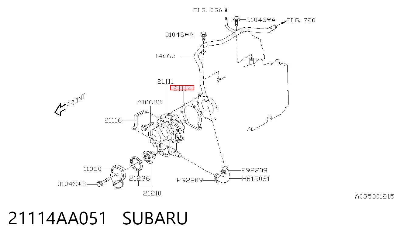 21114AA051 Subaru Junta de bomba de agua