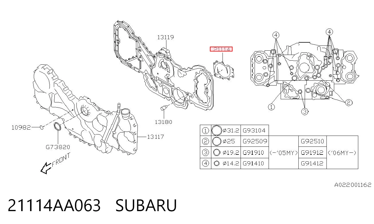 21114AA063 Subaru Junta de bomba de agua