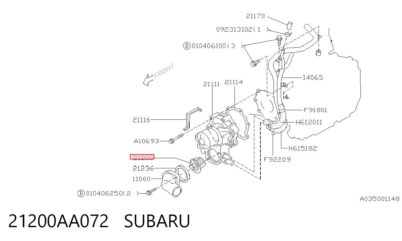 21200AA072 Subaru Termostato de agua