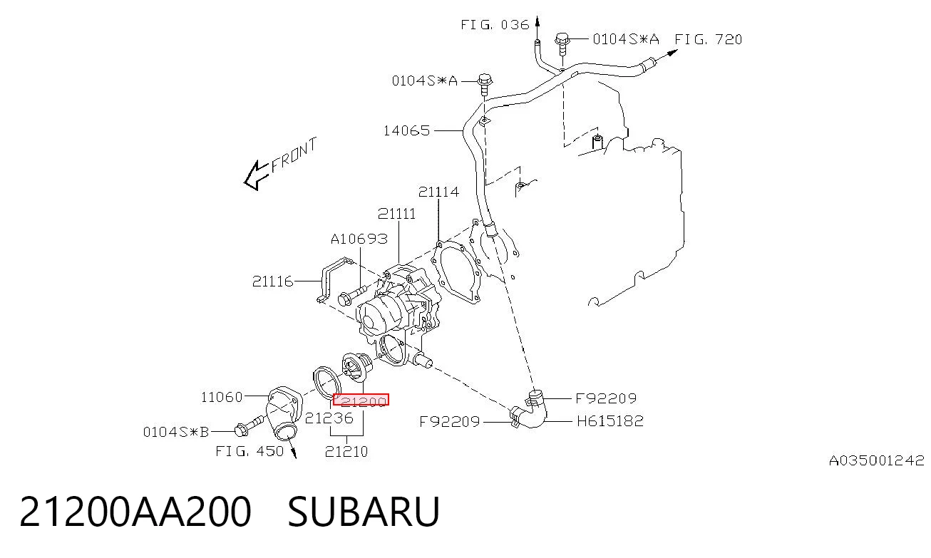 21200AA200 Subaru Termostato de agua