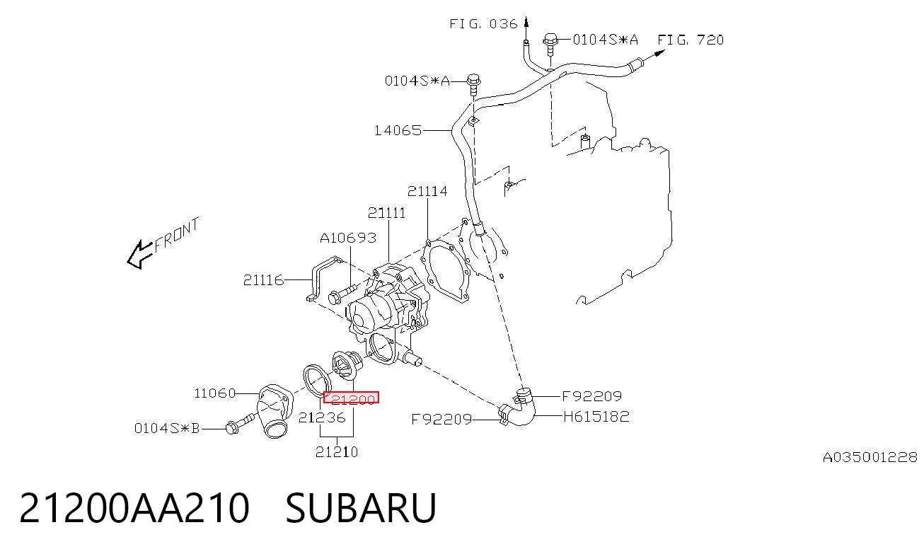 21200AA210 Subaru Termostato de agua