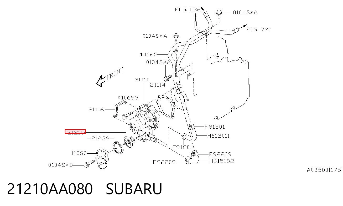 21210AA080 Subaru Termostato de agua