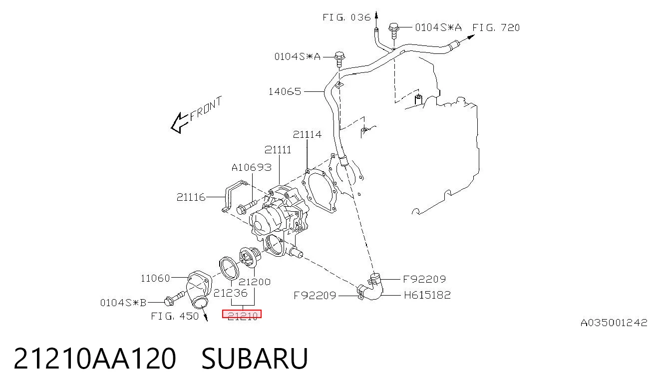 21210AA120 Subaru Termostato de agua