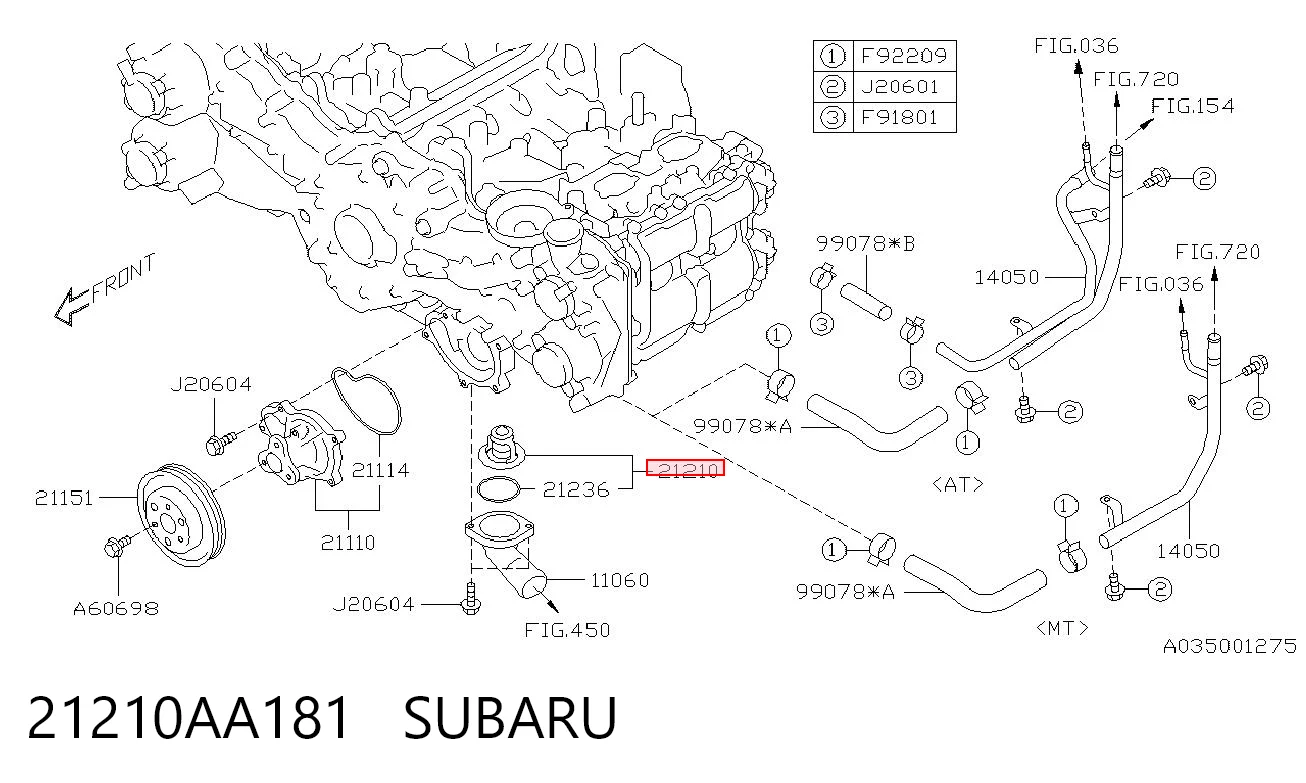 21210AA181 Subaru Termostato de agua