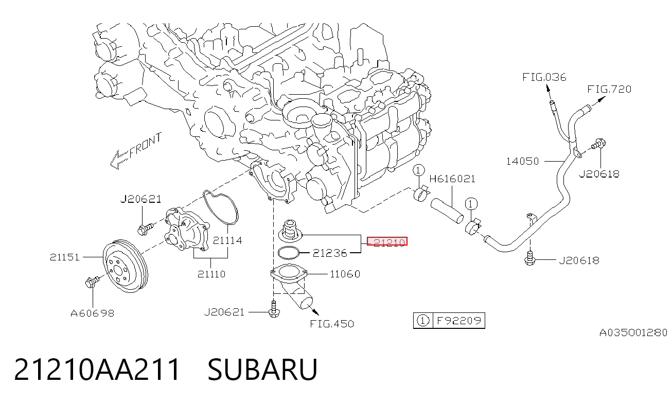 21210AA211 Subaru Termostato de agua