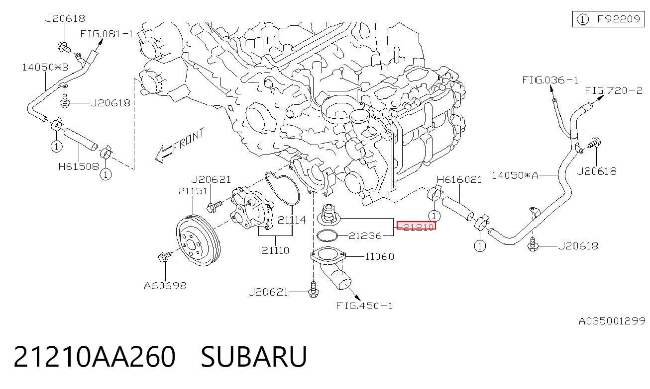 Termostato de agua para Subaru Outback V B15, BS