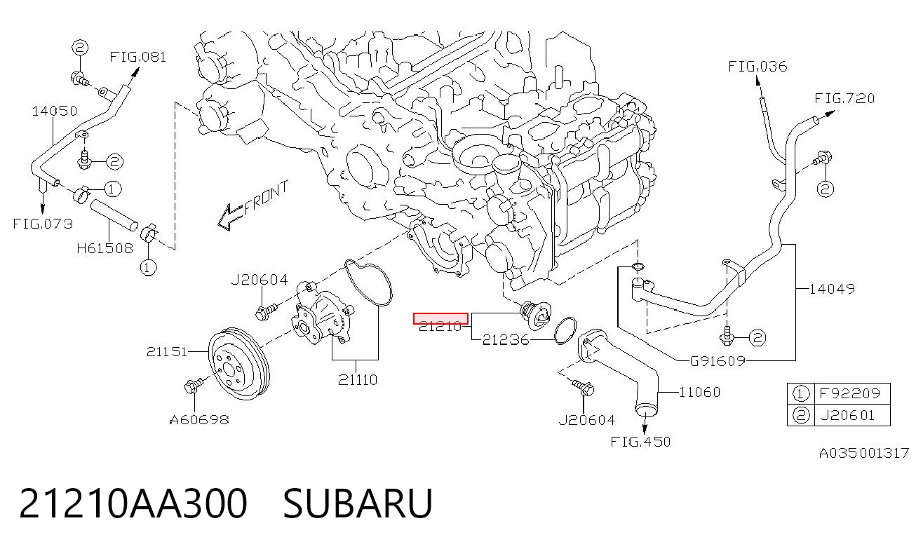 21210AA300 Subaru Termostato de agua