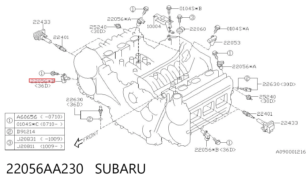 22056AA230 Subaru Sensor posición arbol de levas
