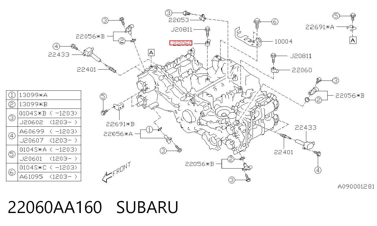 22060AA160 Subaru Sensor de detonación