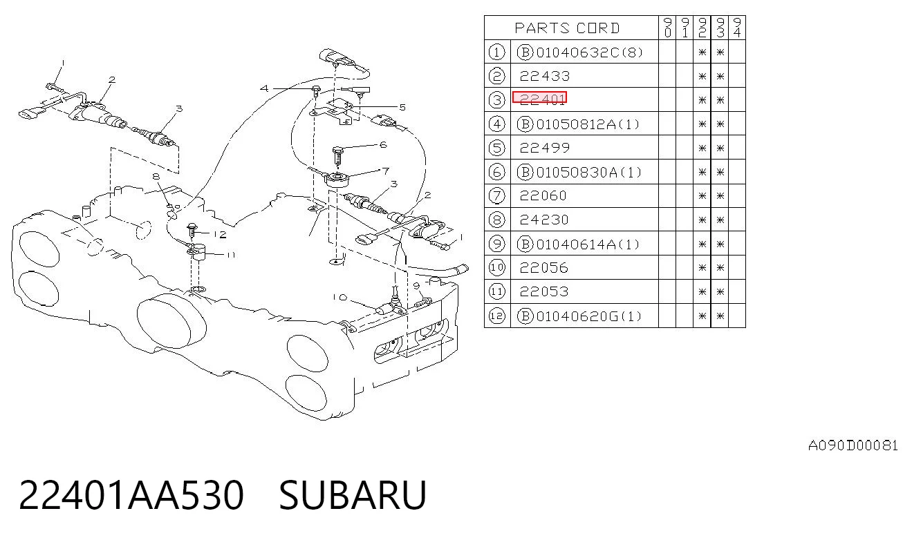 22401AA530 Subaru Bujía de ignición