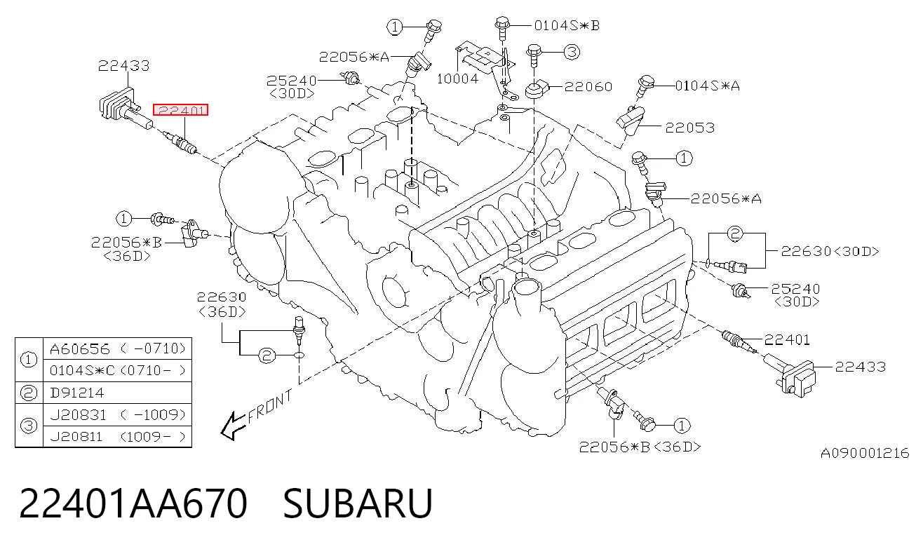 22401AA670 Subaru Bujía de ignición