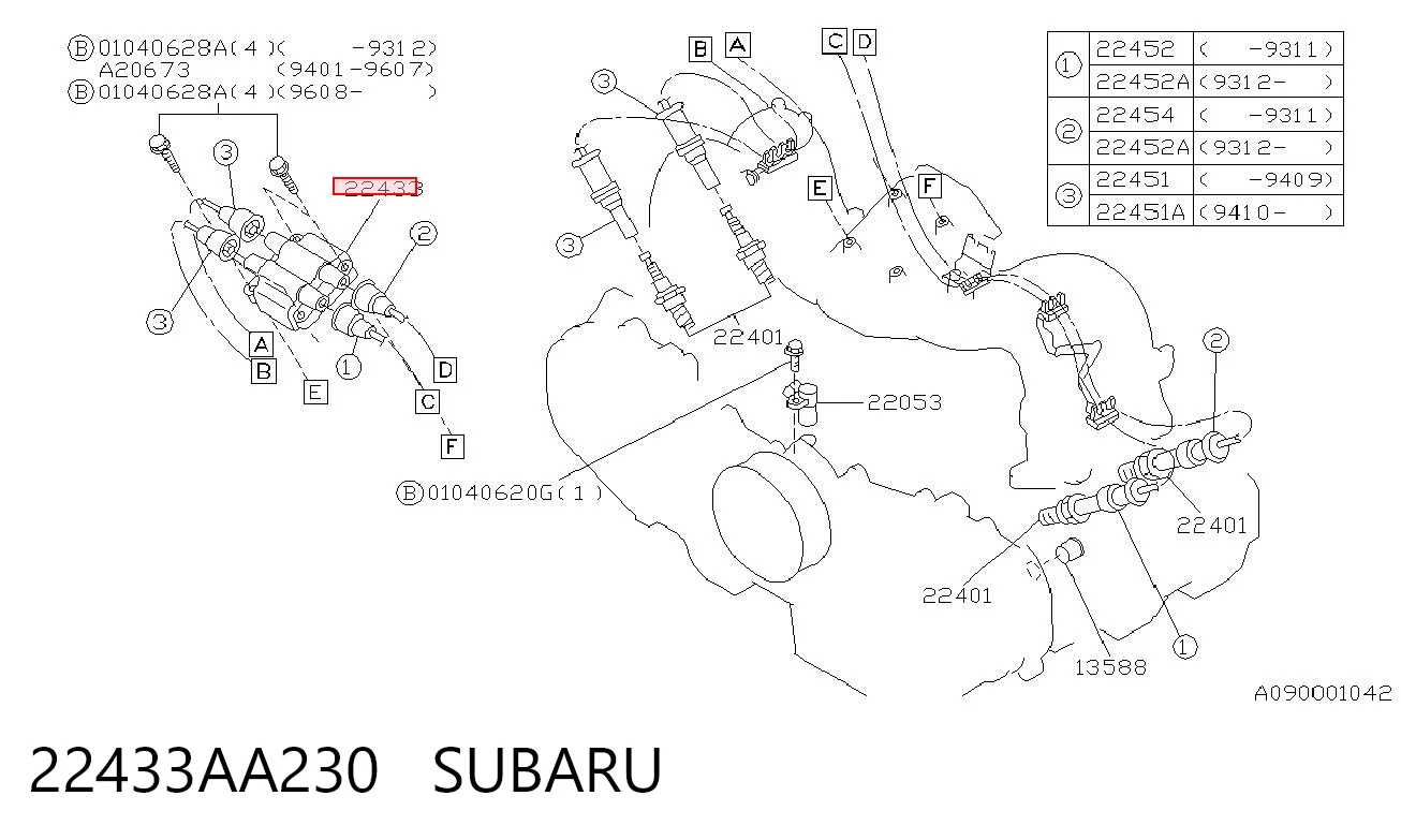 22433AA230 Subaru Bobina de ignición