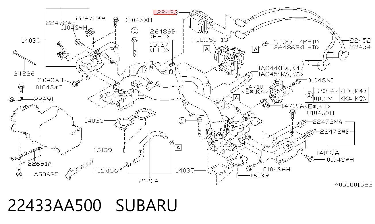 22433AA500 Subaru Bobina de ignición