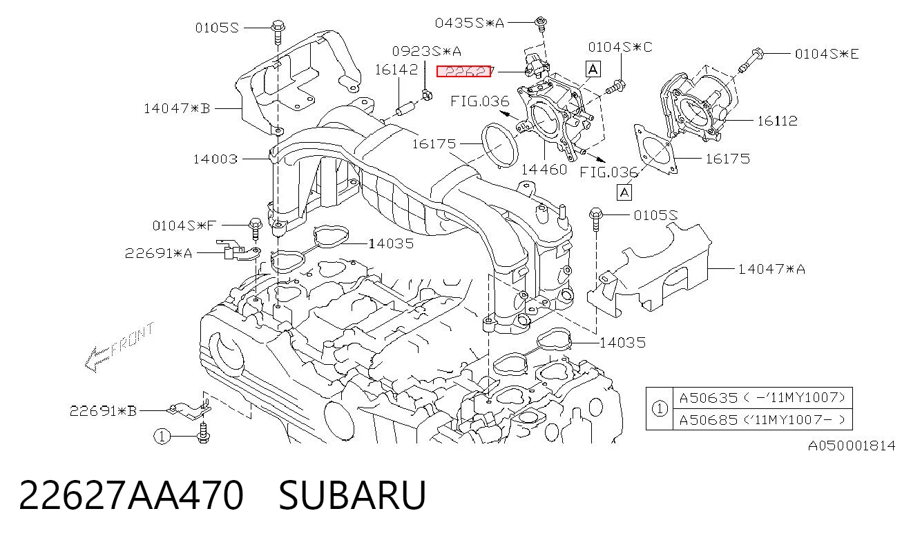 22627AA470 Subaru Sensor, presión colector de admisión 