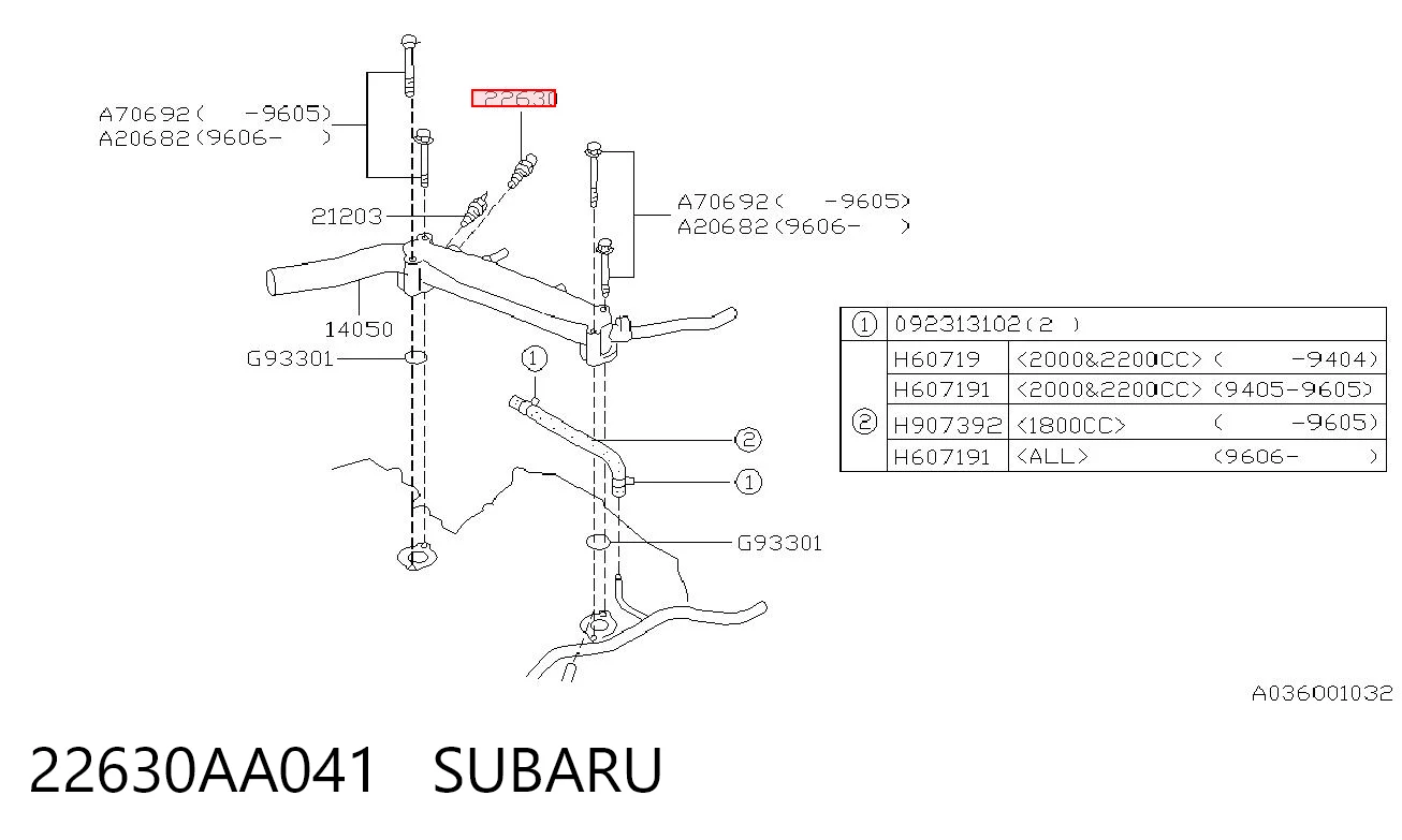 22630AA041 Subaru Sensor temperatura refrigerante